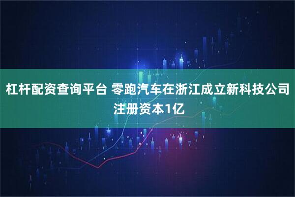 杠杆配资查询平台 零跑汽车在浙江成立新科技公司 注册资本1亿